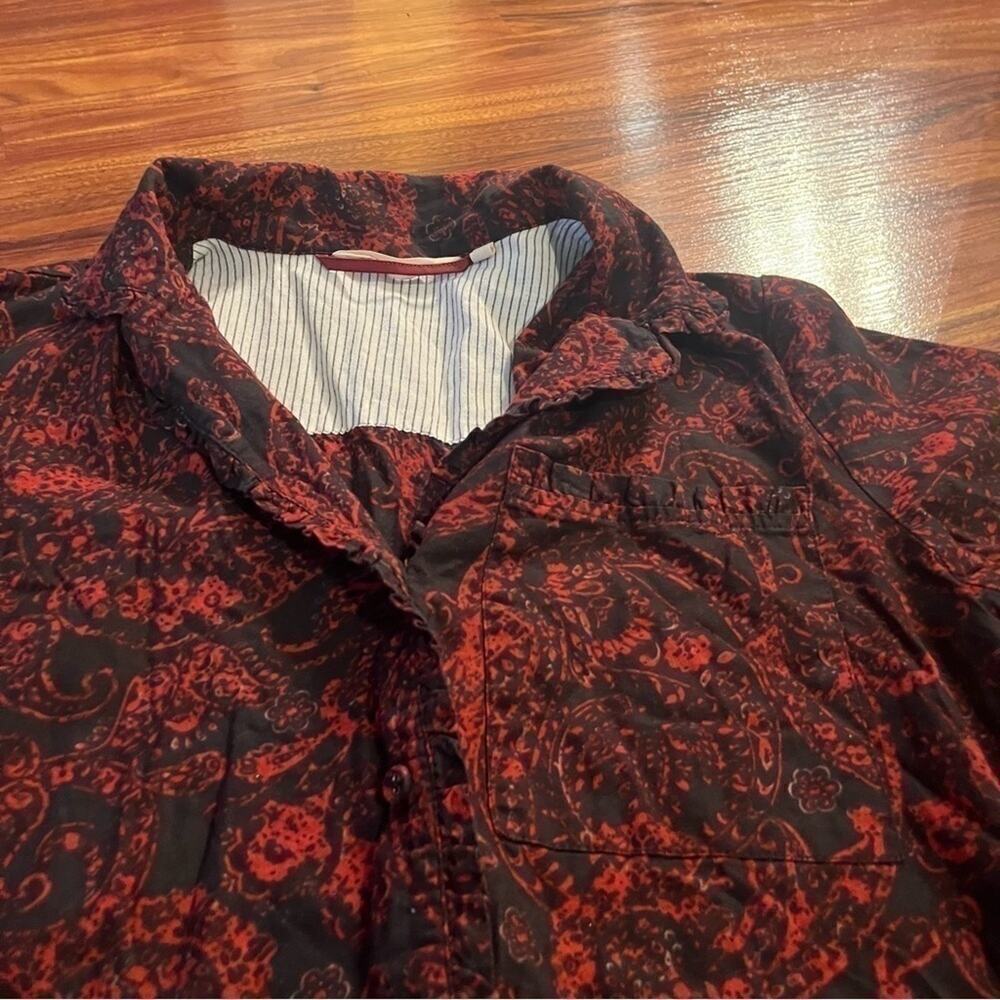 Soft Surroundings Size Small Black Rust Paisley Button Down Shirt - Picture 7 of 12